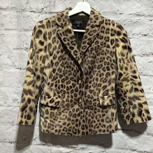 Talbots Leopard Print 100% cotton blazer size 2 fully lined wardrobe staple